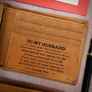 To My Husband - Never Forget That I Love You - Genuine Leather Wallet