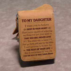 Mom To Daughter - Never Lose - Card Holder Zipper Wallet