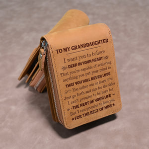 To My Granddaughter - Never Lose - Card Holder Zipper Wallet