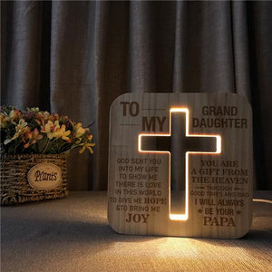 Papa To Granddaughter - God Sent You Into My Life - Cross Lamp
