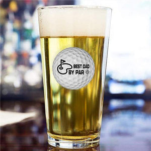 Best Dad By Par - Pint Glass with a Real Golf Ball