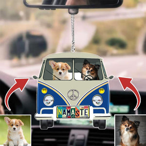 Personalized Custom Car Hanging Ornament, Dog Lover Gift, Upload Image/Custom Dog License Plate Hippie Camper Van Ornament