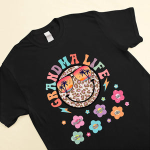 Personalized Grandma Life Beach Summer With Flowers Smiling Face T-Shirt