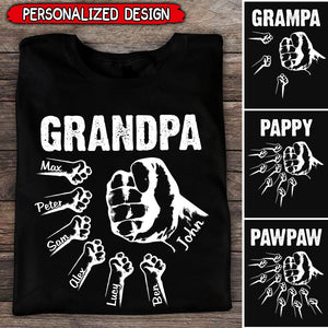 Personalized Grandpa with Grandkids Hand to Hands Shirt