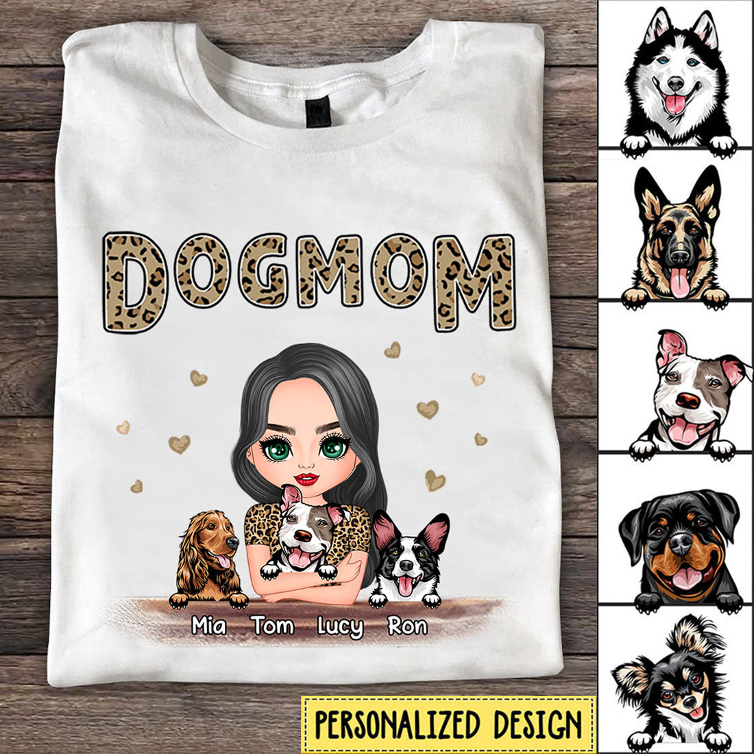 Personalized Leopard Shirt Dog Mom Custom Dog Breed Shirt