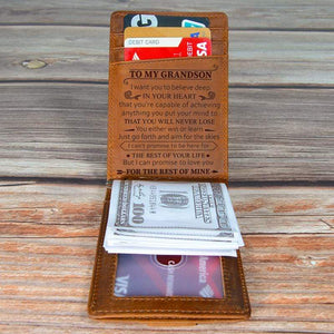 To My Grandson - Never Lose - Money Clip Wallet