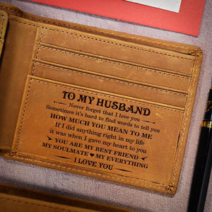 To My Husband - Never Forget That I Love You - Genuine Leather Wallet