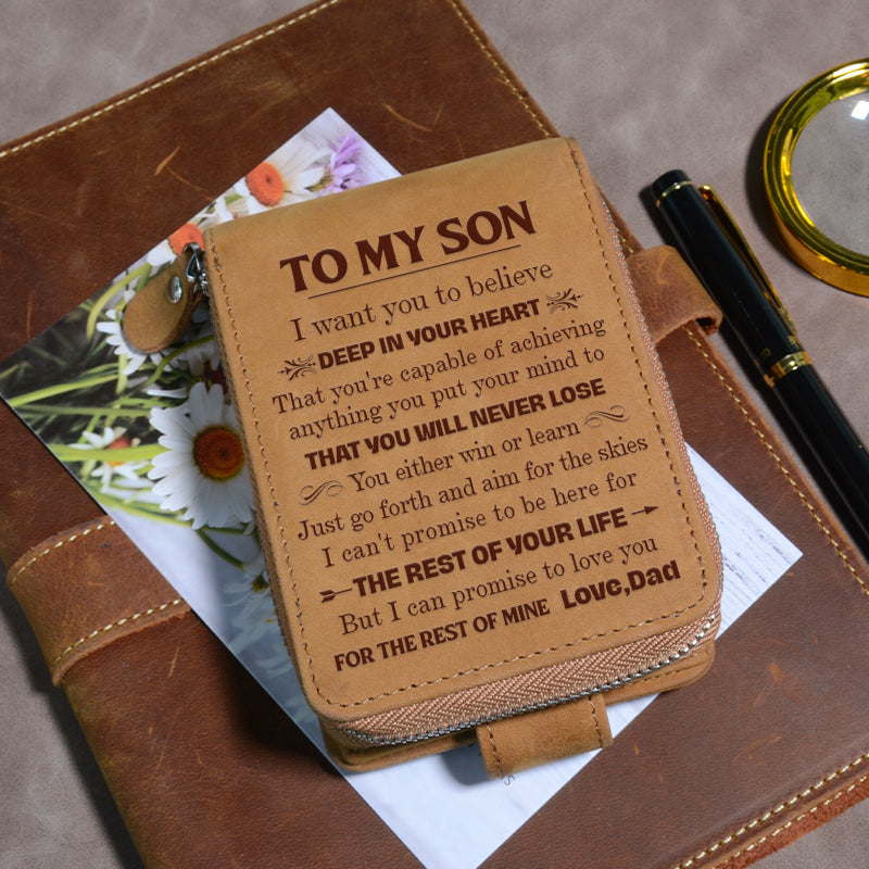 Dad To Son - Never Lose - Card Holder Zipper Wallet