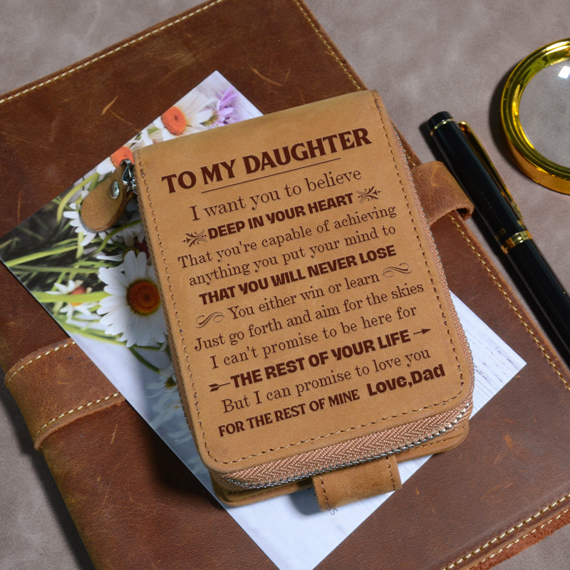 Dad To Daughter - Never Lose - Card Holder Zipper Wallet