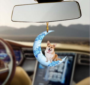 Fun Car Decor dog Angel From The Moon Ornament 2 Sides