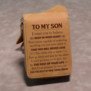 Mom To Son - Never Lose - Card Holder Zipper Wallet