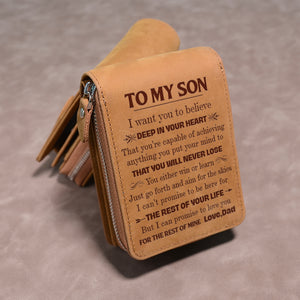 Dad To Son - Never Lose - Card Holder Zipper Wallet