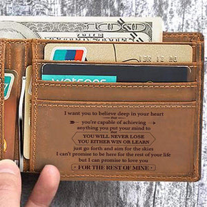 Mom To Son - Never Lose- Genuine Leather Wallet