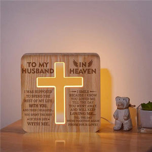 To My Husband In Heaven - Cross Wooden Lamp