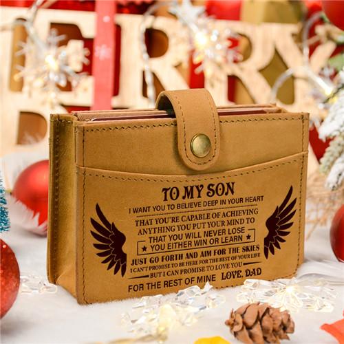 Dad To Son - Never Lose - RFID Blocking Genuine Leather Card Holder