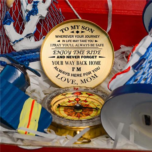Mom To Son - Enjoy The Ride - Compass Aircraft Boat Lighthouse Gift Set