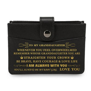 To My Granddaughter - Enjoy The Ride - RFID Blocking Genuine Leather Card Holder