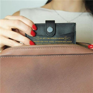 To My Granddaughter - Enjoy The Ride - RFID Blocking Genuine Leather Card Holder