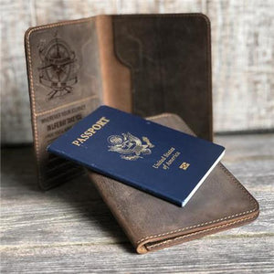 To My Grandson - Enjoy The Ride - Genuine Leather Passport Wallet