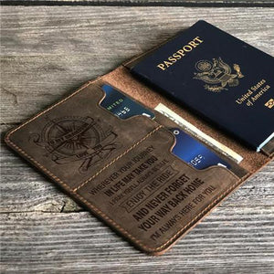 To My Grandson - Enjoy The Ride - Genuine Leather Passport Wallet