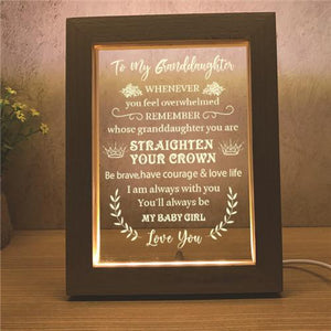 To My Granddaughter - Straighten Your Crown - Frame Lamp