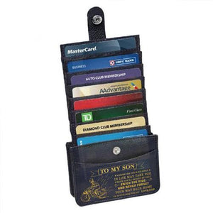 Dad To Son - Enjoy The Ride - RFID Blocking Genuine Leather Card Holder