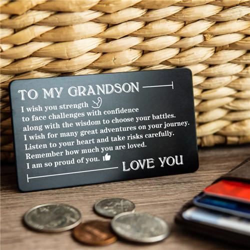 To My Grandson - Listen To Your Heart - Engraved Wallet Card
