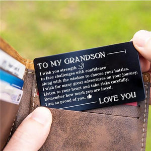 To My Grandson - Listen To Your Heart - Engraved Wallet Card