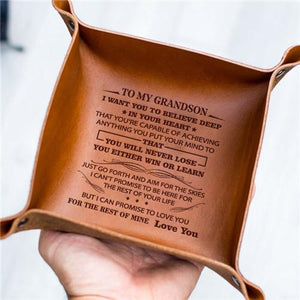 To My Grandson - Never Lose - Leather Valet Tray