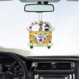 Girl Travel In Hippie Car With Dog Halloween Version Personalized Car Hanging