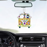 Girl Travel In Hippie Car With Dog Halloween Version Personalized Car Hanging