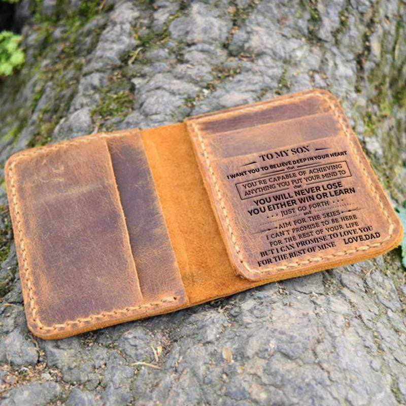 Dad To Son -You Will Never Lose- Leather Bifold Wallet
