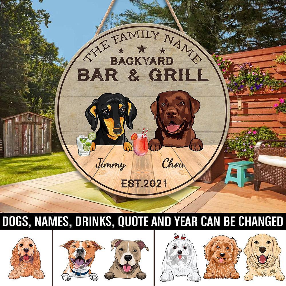 Customized Dog Backyard Bar & Grill Personalized Wood Sign