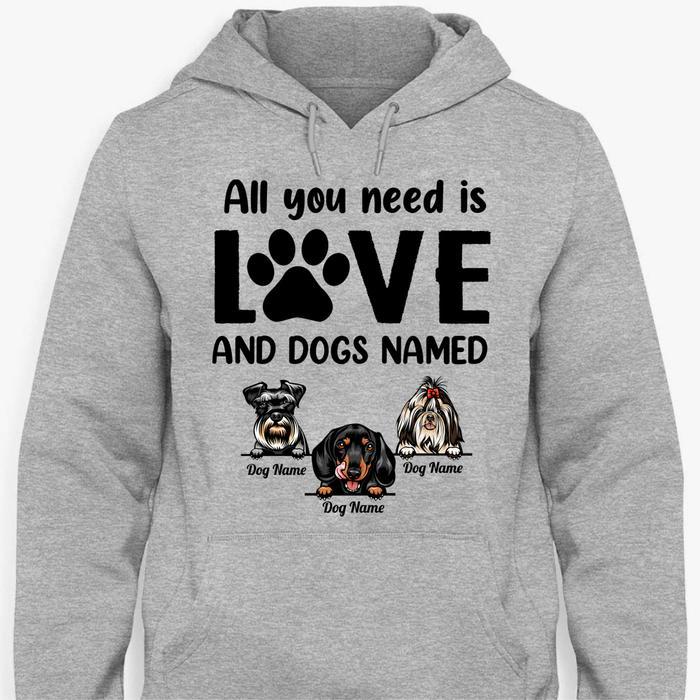 Personalized Custom T-Shirt, Dog Lover Gift, All You Need Is Love And Dogs