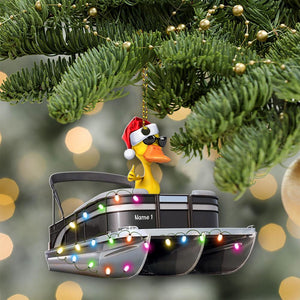 Funny Yellow Duckies In Pontoon Boat - Personalized Ornament - Christmas Gift For Pontoon Lovers